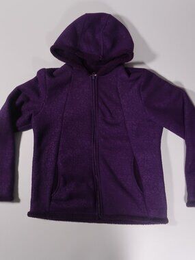 Plush Hooded Zip-Up Jacket in Deep Purple with raised victorian design